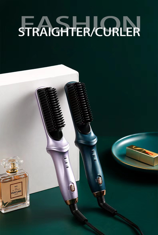 Adjustable Temperature Electric Hot Comb with 360 Degree Swivel Cord in Purple ABS PTC