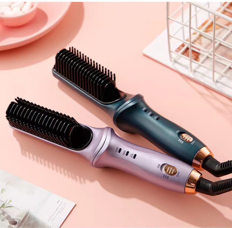 Adjustable Temperature Electric Hot Comb with 360 Degree Swivel Cord in Purple ABS PTC