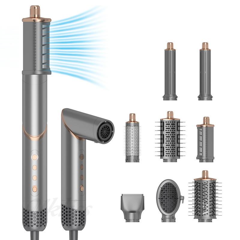 8 in 1 Fast Styling Multi Function Hot Air Brush Comb Folding Travel Outdoors Air Wrap One Step Styler
