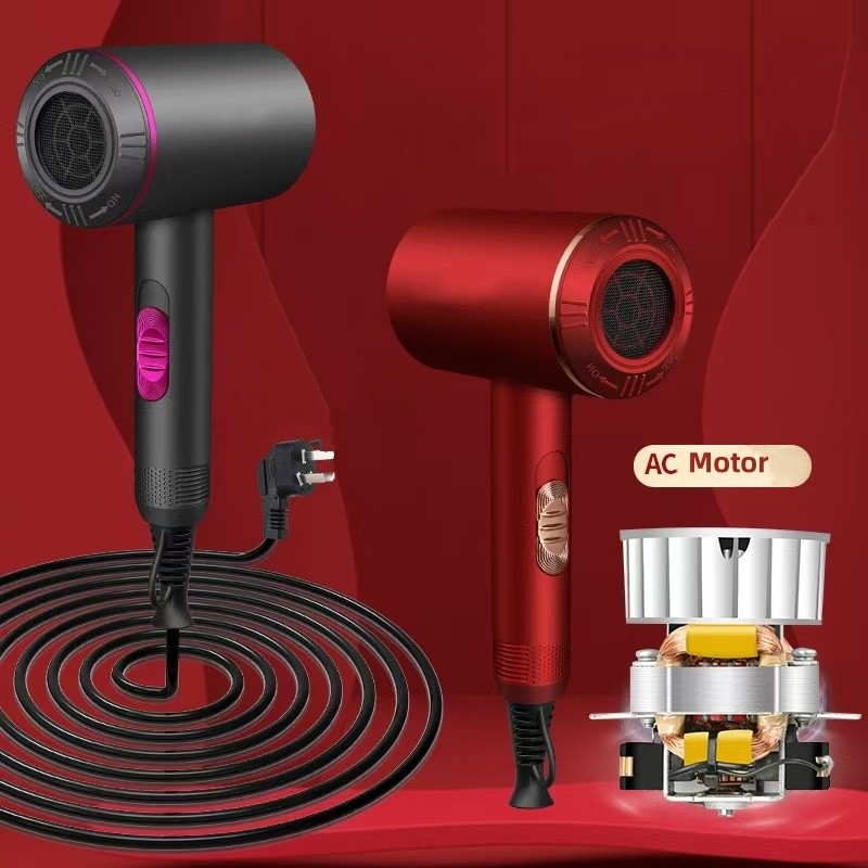 1300W Powerful Hair Dryer AC Motor Quick Drying Ionic Heating Setting with 1 Diffuser and 2 Concentration Nozzles
