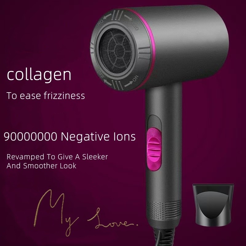 1300W Powerful Hair Dryer AC Motor Quick Drying Ionic Heating Setting with 1 Diffuser and 2 Concentration Nozzles