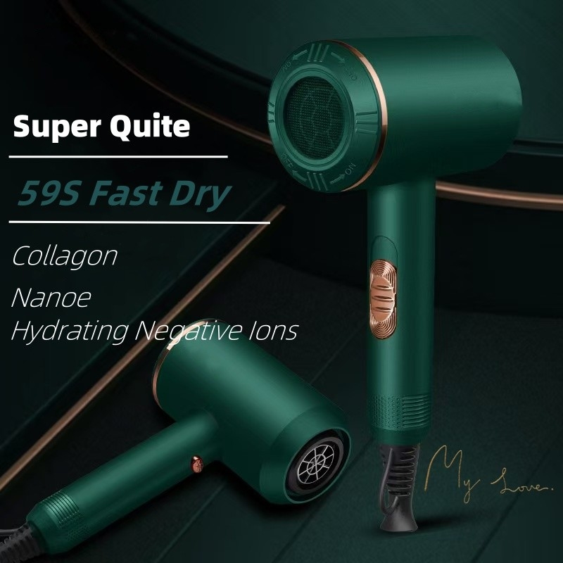 1300W Powerful Hair Dryer AC Motor Quick Drying Ionic Heating Setting with 1 Diffuser and 2 Concentration Nozzles