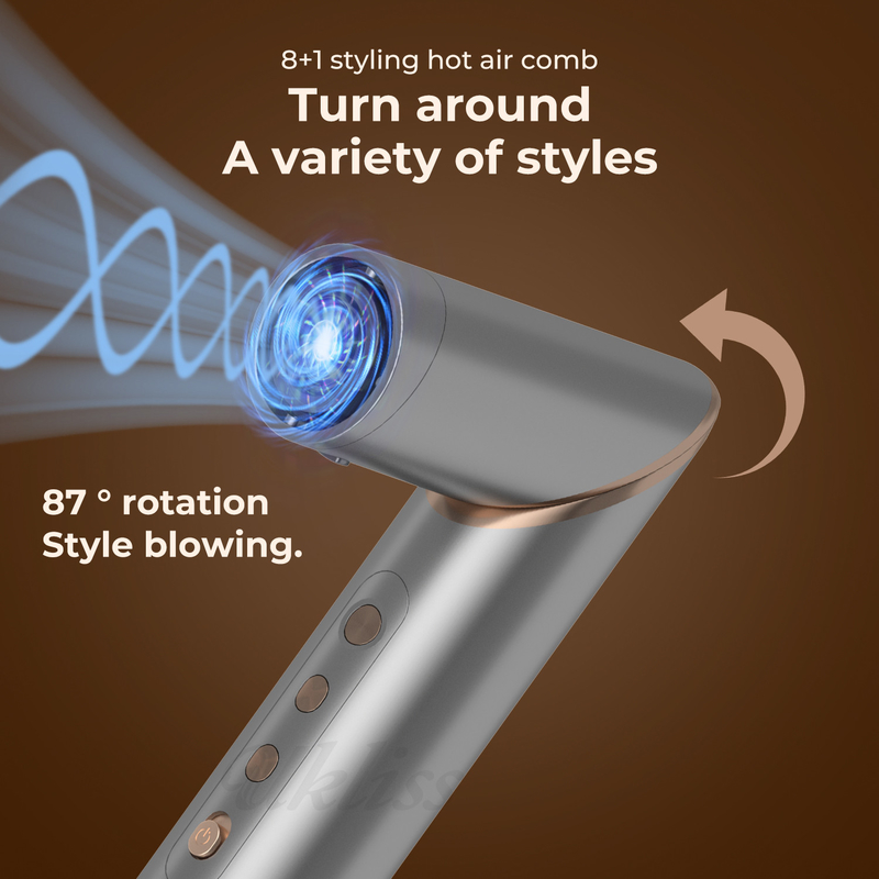 Professional 8 in 1 Hair Styler Hot Air Brush Multi Curling Drying Straightening Negative Ion Folding Gift Set