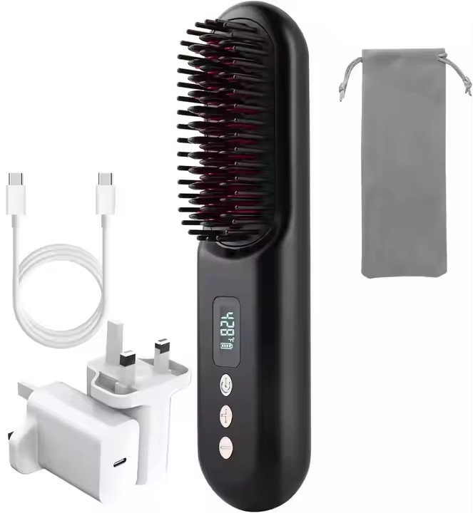 Cordless Hair Straightening Brush with 4 Temperature Settings PD20W Fast Charging Anti Scald Fast Heating Design