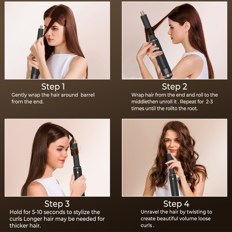 5 in 1 Electric Hair Styler Tool Custom Logo LED Multifunctional Hair Curler Set with 1000W Power and 1.8m Cord Length