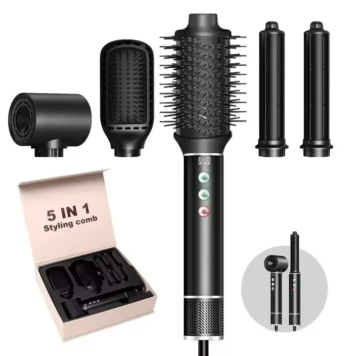5 In 1 Hot Air Brush High Speed Brushless Motor Automatic Curling Hair Dryer Set Negative Ion Aviation Aluminum Shell