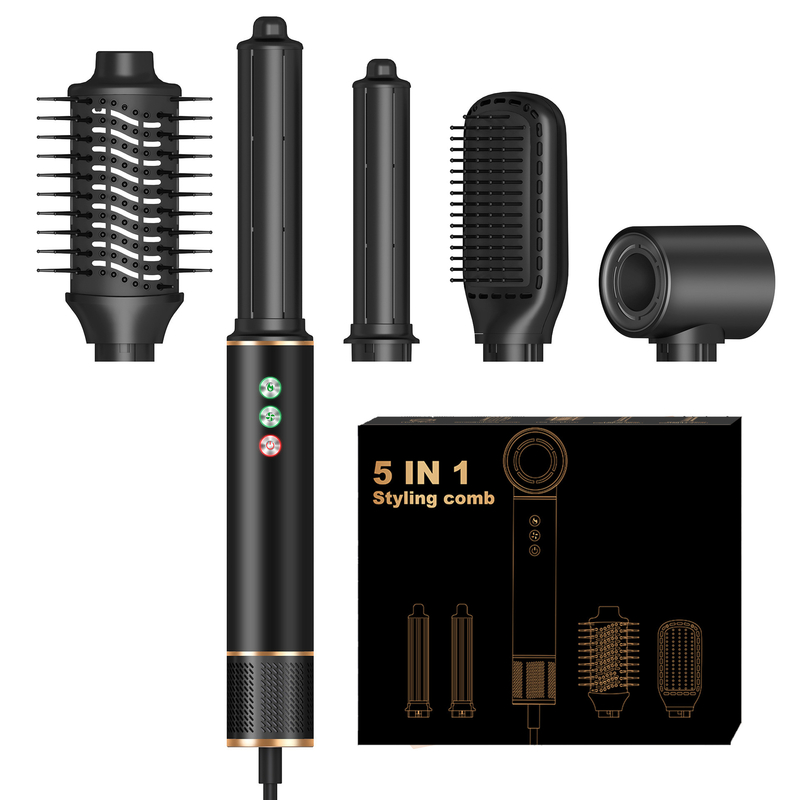 5 In 1 Hot Air Brush High Speed Brushless Motor Automatic Curling Hair Dryer Set Negative Ion Aviation Aluminum Shell