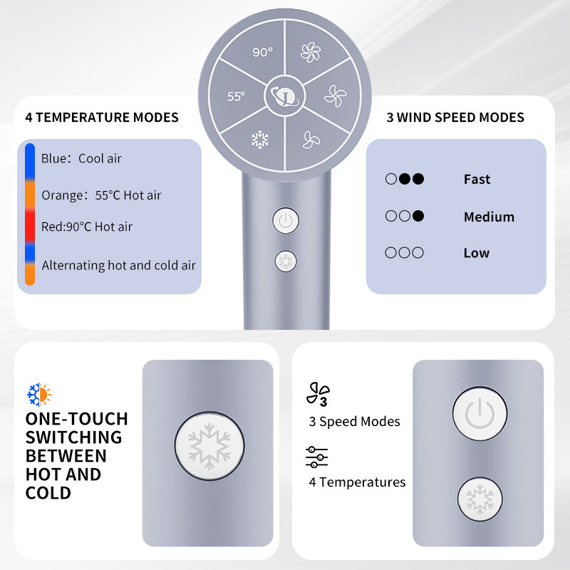 Professional Salon Grade 1800W High Power 5 Billion Plasma Lightweight Fast Drying Hair Dryer With Customized Logo And Three Nozzles