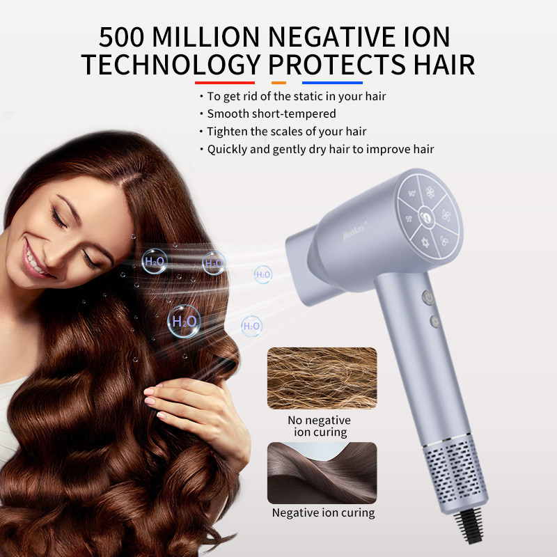 Professional Salon Grade 1800W High Power 5 Billion Plasma Lightweight Fast Drying Hair Dryer With Customized Logo And Three Nozzles