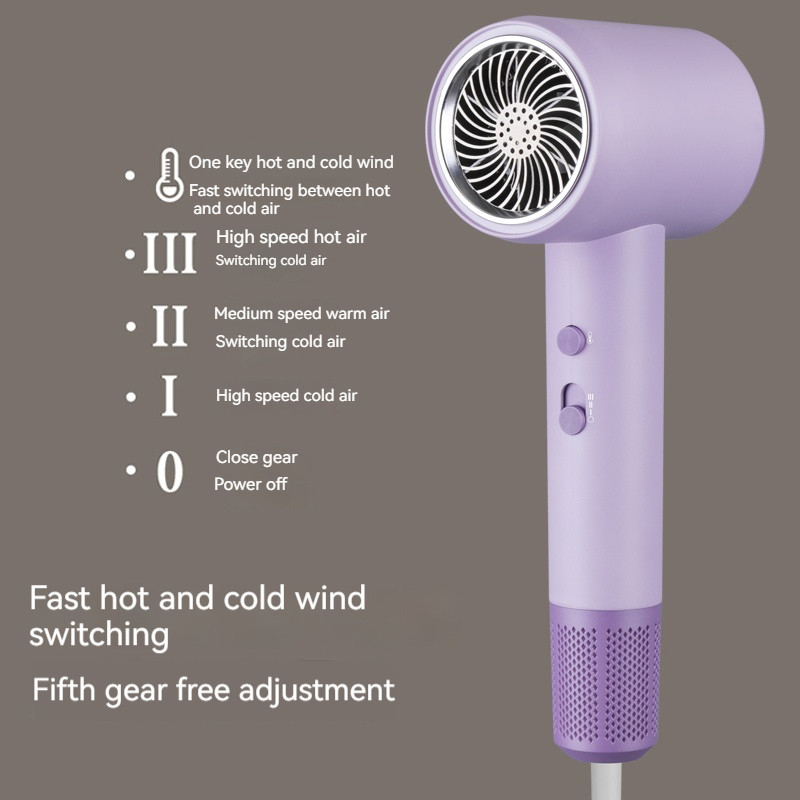 2000W Purple High Speed Blue Ray Negative Ion Revair Hair Dryer Temperature Adjustable for Household Use